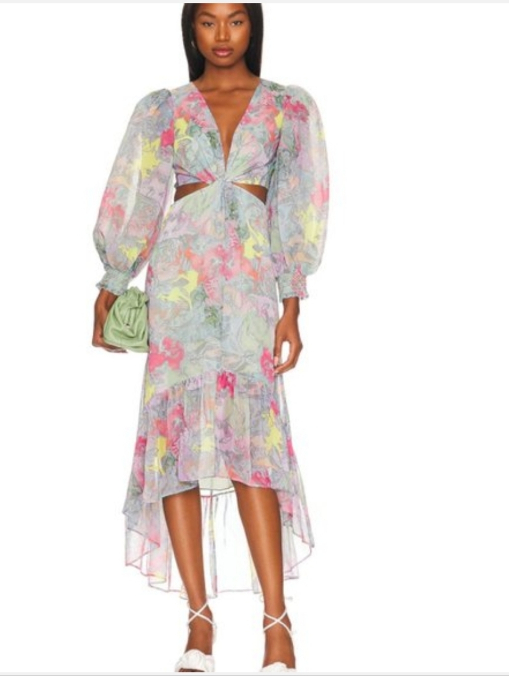 NWOT - ALICE AND OLIVIA Katia Twist-front Cutout High Low Maxi Dress Size 0